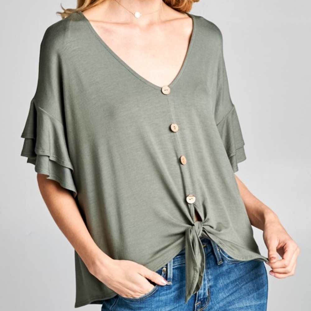 SALE ❤️ TODAY ONLY Ruffle Button Down Tie Top